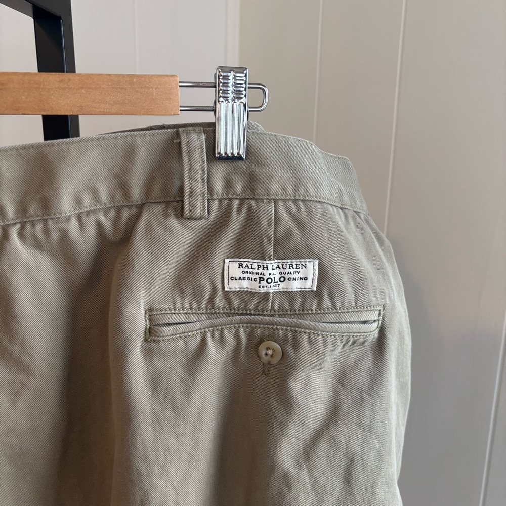 Vintage Polo Ralph Lauren Mens 50B Green Prospect Cotton Flat Front Chino Shorts